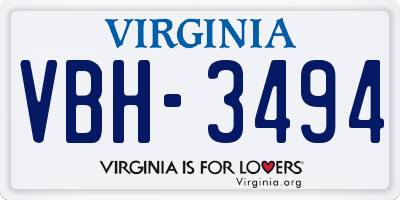 VA license plate VBH3494