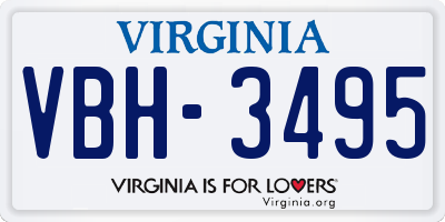 VA license plate VBH3495