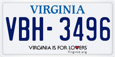 VA license plate VBH3496