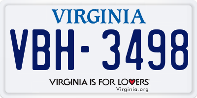 VA license plate VBH3498