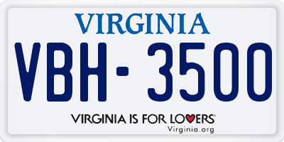 VA license plate VBH3500