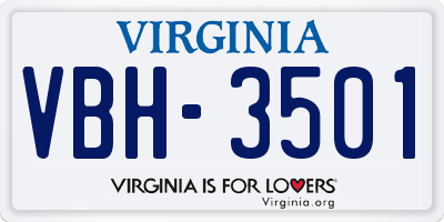 VA license plate VBH3501