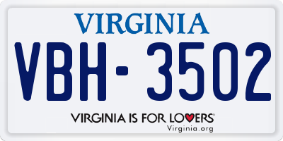 VA license plate VBH3502