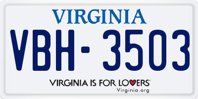 VA license plate VBH3503