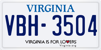 VA license plate VBH3504