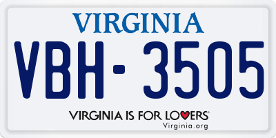VA license plate VBH3505