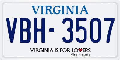 VA license plate VBH3507