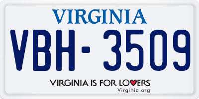 VA license plate VBH3509