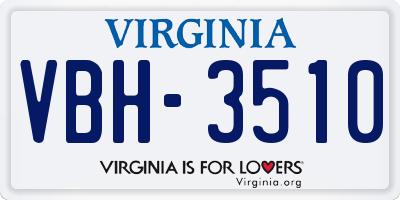 VA license plate VBH3510