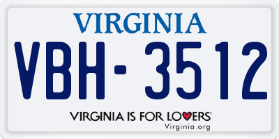 VA license plate VBH3512