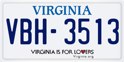 VA license plate VBH3513