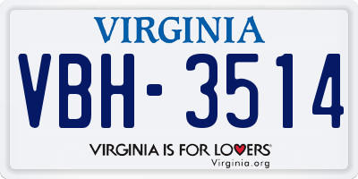 VA license plate VBH3514