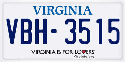 VA license plate VBH3515