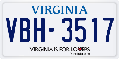 VA license plate VBH3517