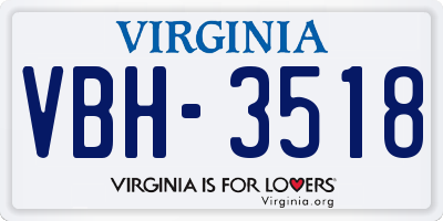 VA license plate VBH3518