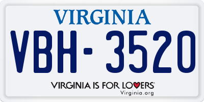 VA license plate VBH3520