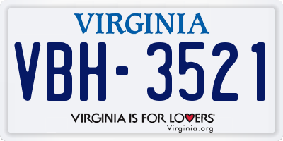 VA license plate VBH3521