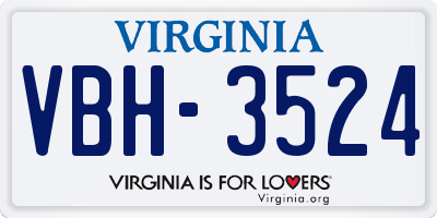 VA license plate VBH3524
