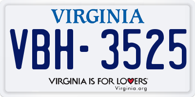 VA license plate VBH3525