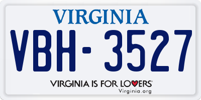 VA license plate VBH3527