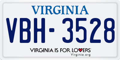 VA license plate VBH3528