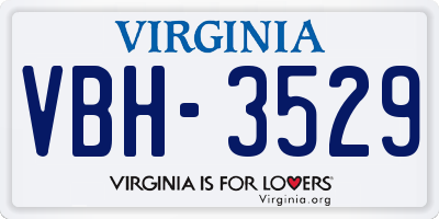 VA license plate VBH3529