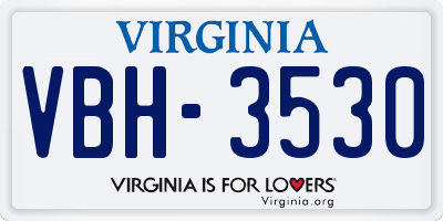 VA license plate VBH3530