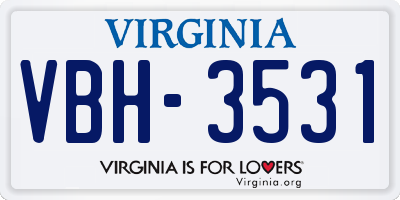 VA license plate VBH3531