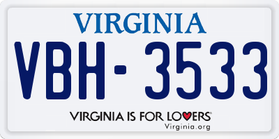 VA license plate VBH3533