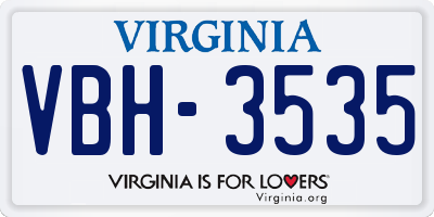 VA license plate VBH3535