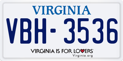 VA license plate VBH3536