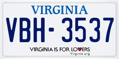 VA license plate VBH3537