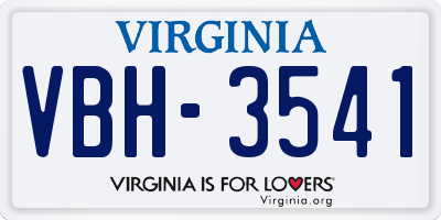 VA license plate VBH3541