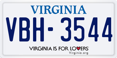VA license plate VBH3544