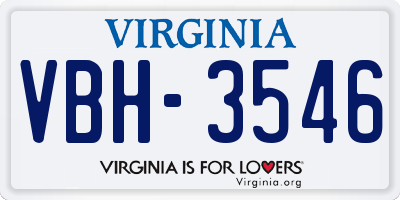 VA license plate VBH3546