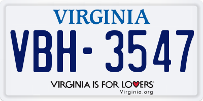 VA license plate VBH3547