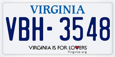 VA license plate VBH3548