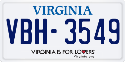 VA license plate VBH3549