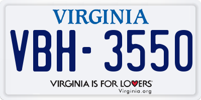 VA license plate VBH3550