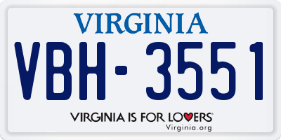 VA license plate VBH3551