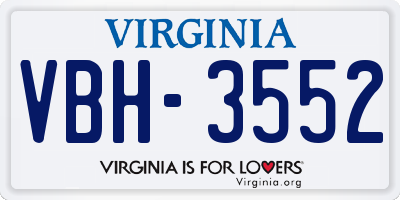 VA license plate VBH3552