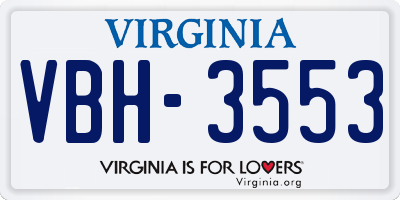 VA license plate VBH3553