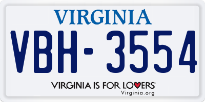 VA license plate VBH3554