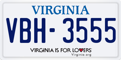 VA license plate VBH3555
