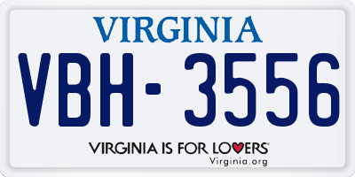 VA license plate VBH3556