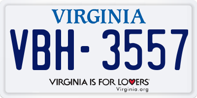 VA license plate VBH3557