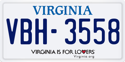 VA license plate VBH3558