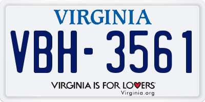 VA license plate VBH3561