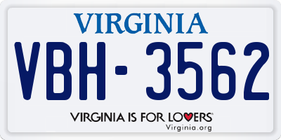 VA license plate VBH3562