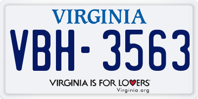 VA license plate VBH3563
